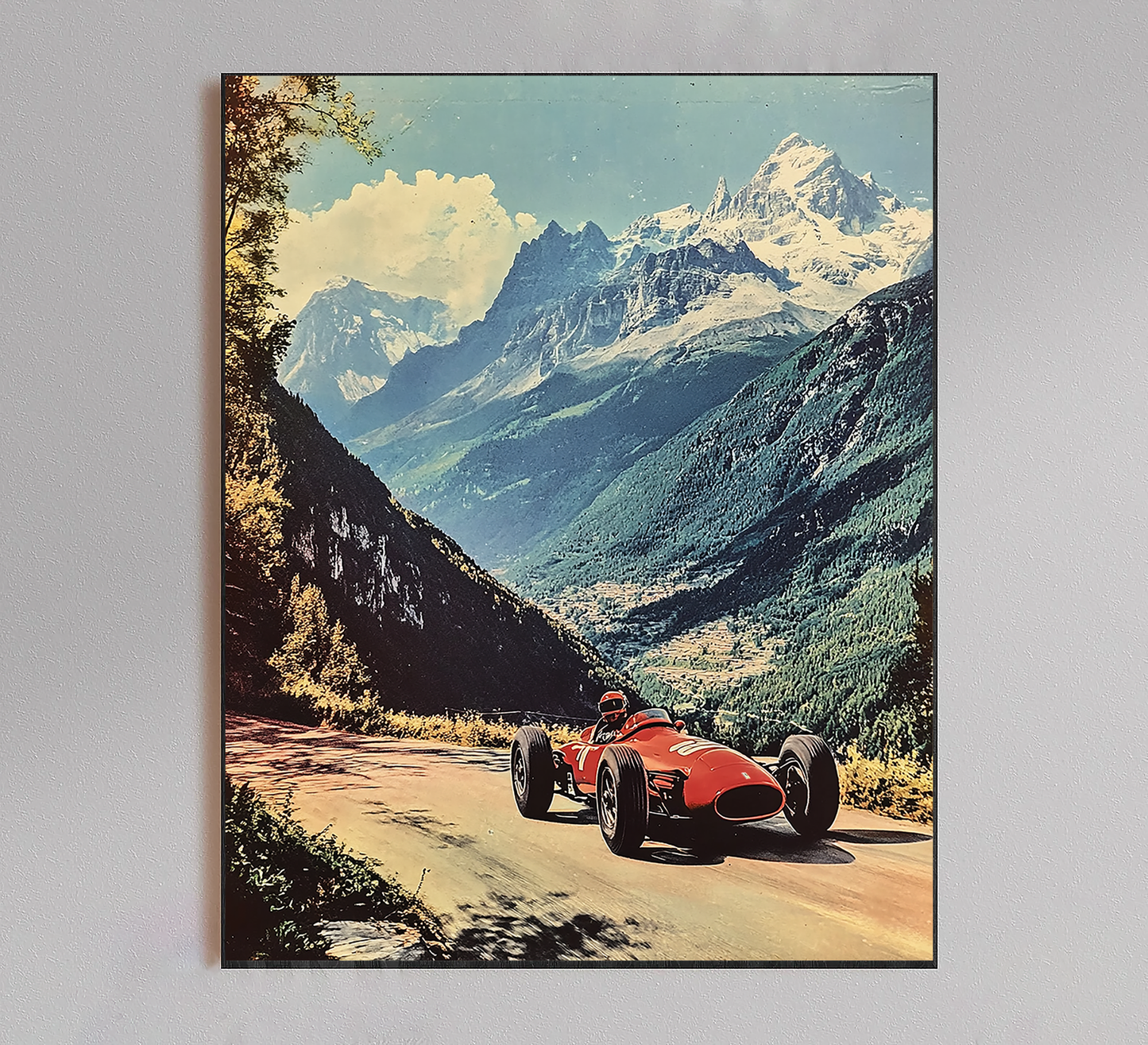 Formula 1 Race Vintage Mountain Poster