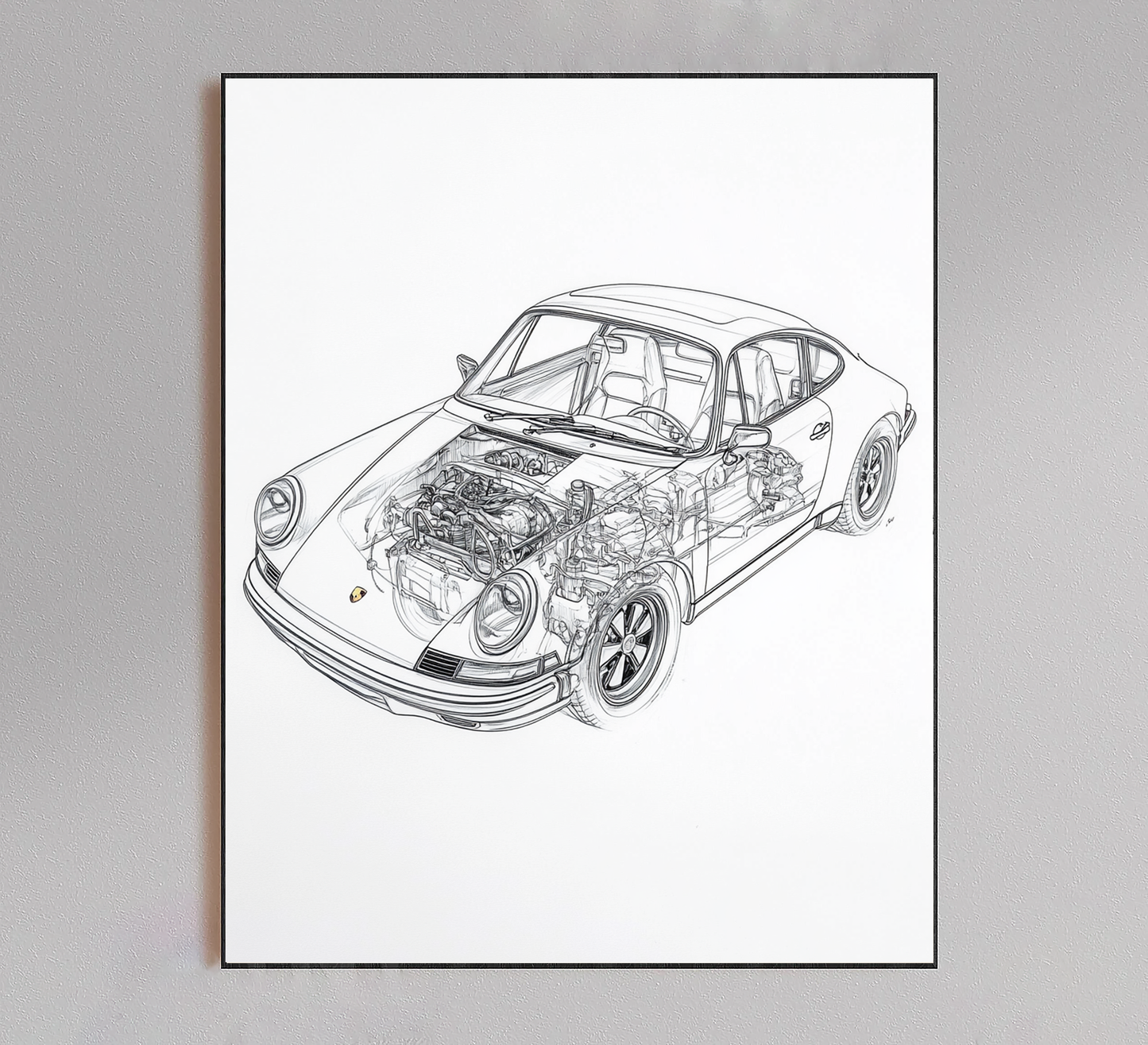 Porsche 911 Vintage Blueprint Poster