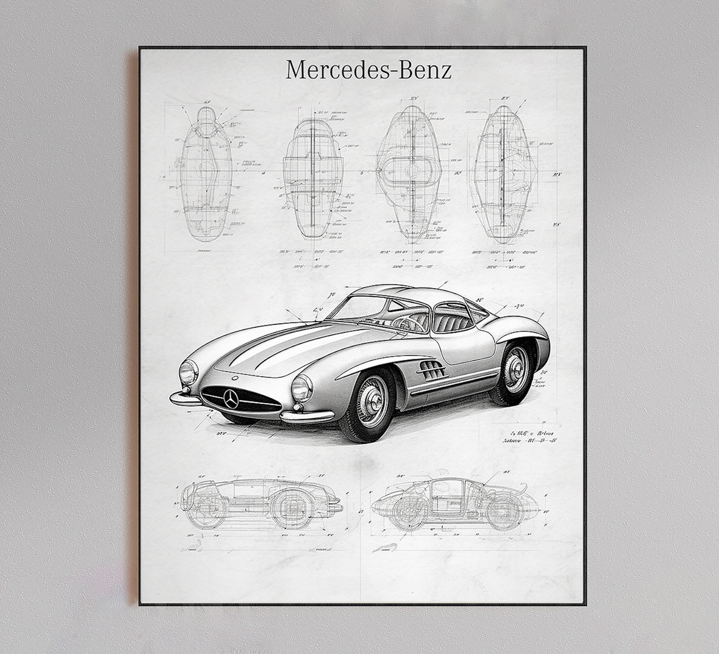 Mercedes-Benz 300 SLR Blueprint Poster