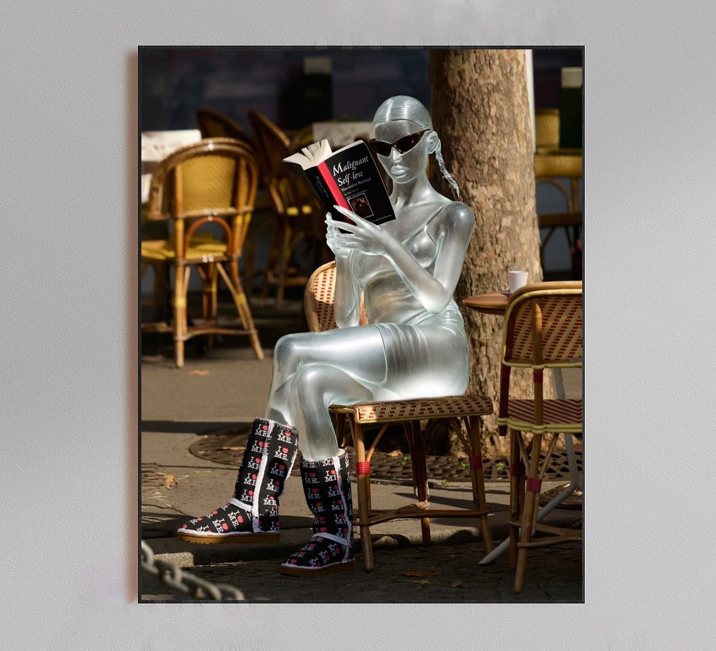 Chic Silver Girl Reading Poster