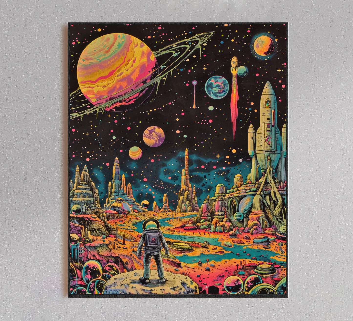 Astronaut in Space Trippy Poster