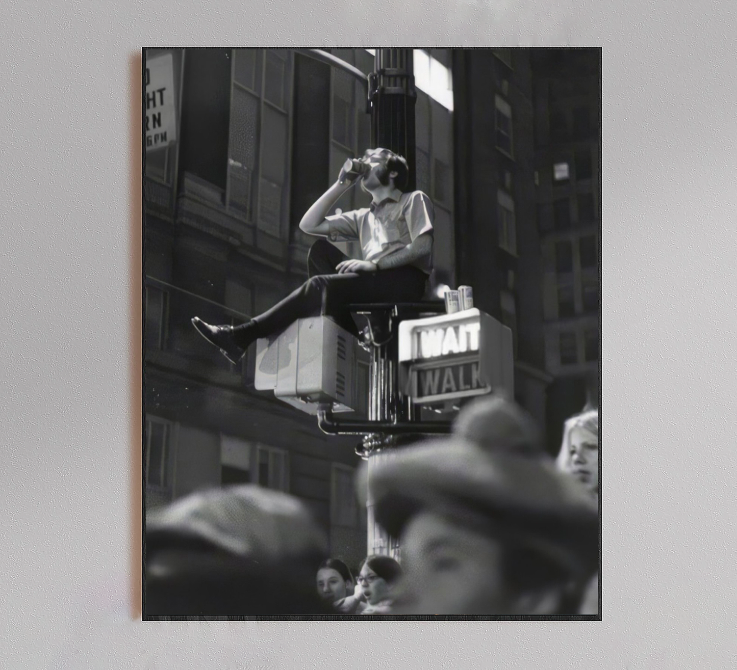 Man Sitting at Traffic Light Drinking (NY 1970s) Poster