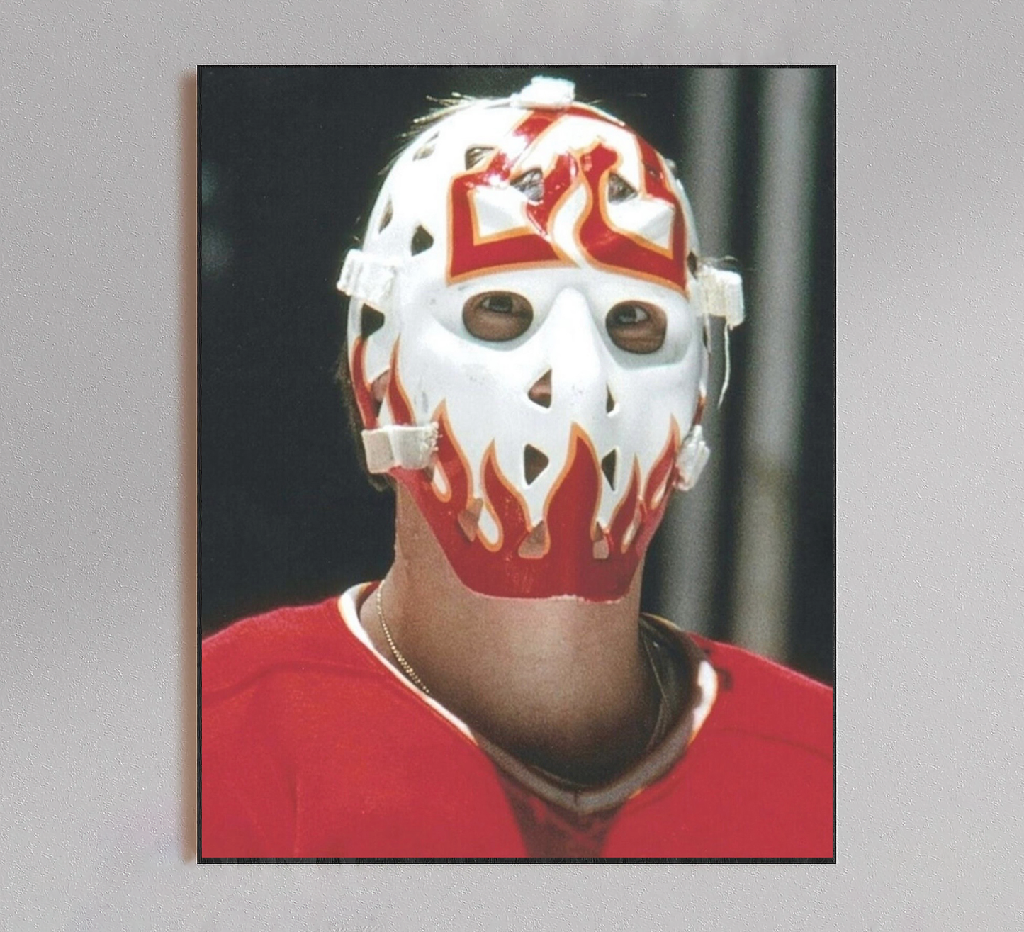 Vintage Calgary Flames Hockey Goalie Mask Poster