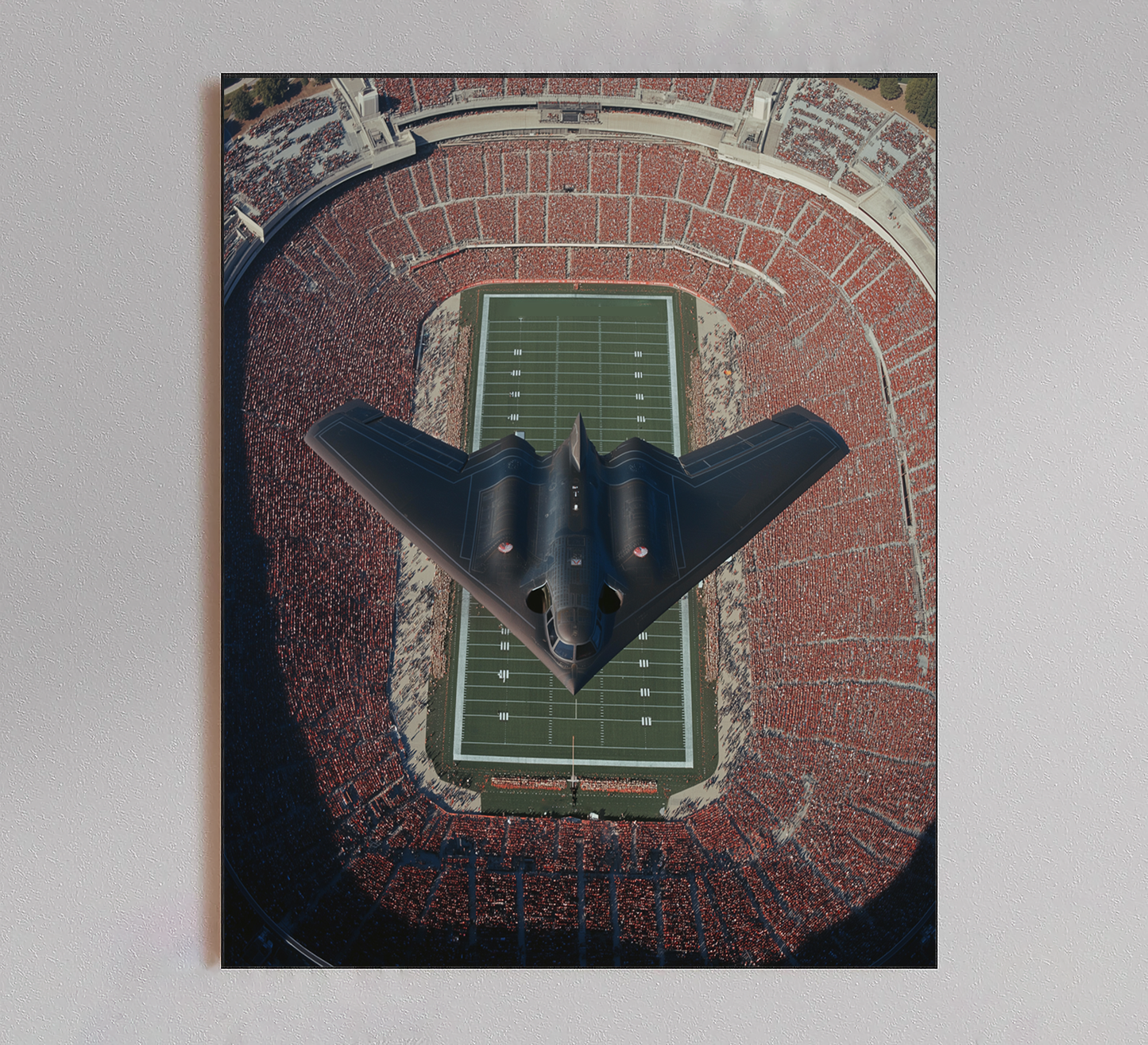 B2 Spirit Flying Over Football Game Poster