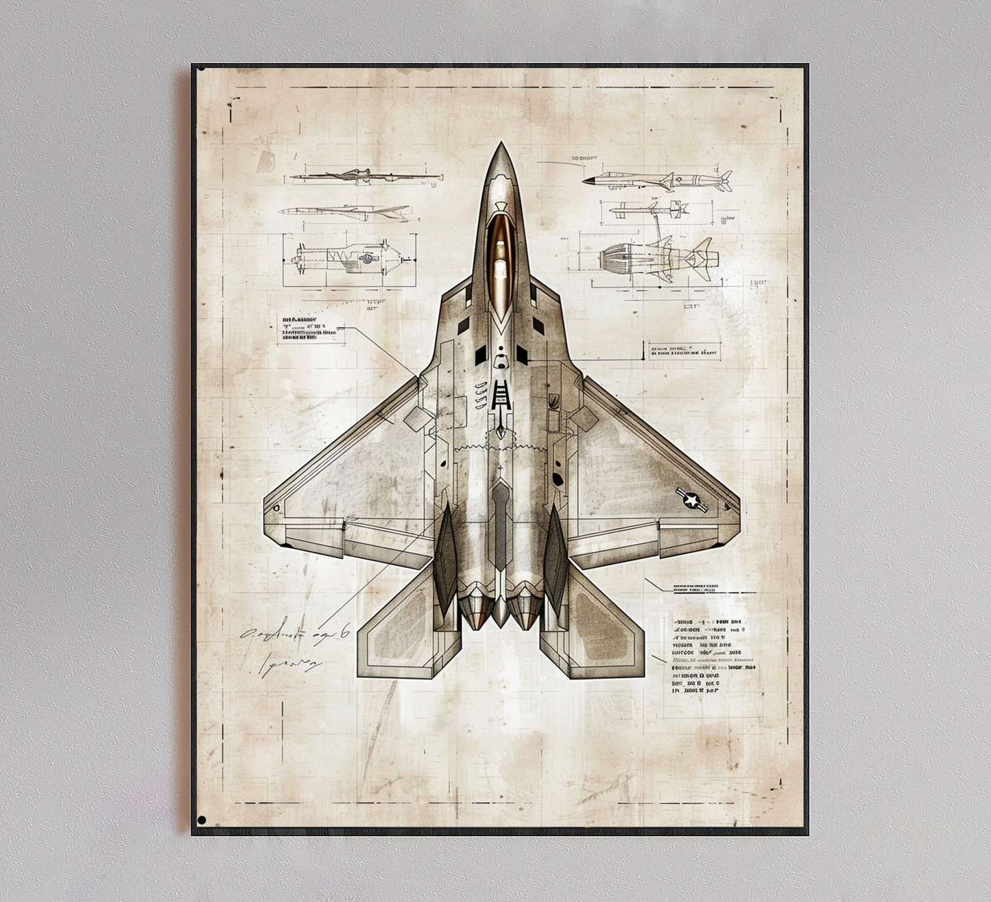 F22 Raptor Patent Blueprint Poster