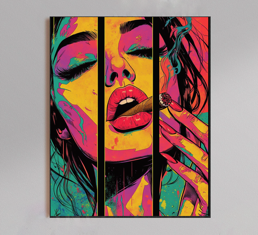 Colorful Cartoon Girl Smoking Poster