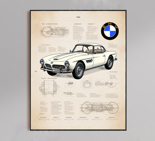 BMW 507 Blueprint Poster