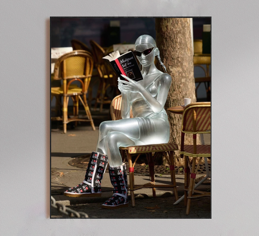 Chic Silver Girl Reading Poster