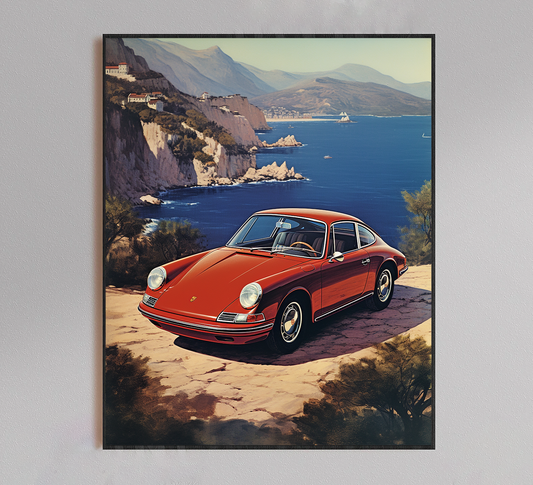 Porsche Vintage Cliffside Poster