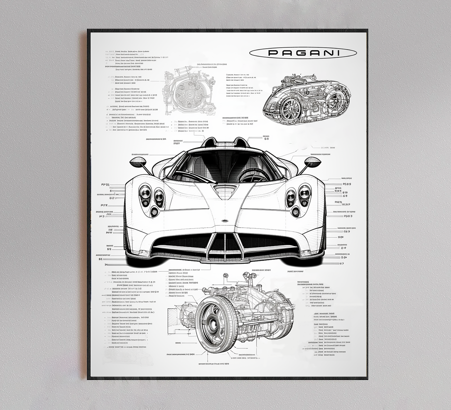 Pagani Blueprint Poster
