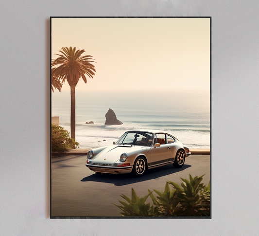 Porsche California Beach Vintage Poster