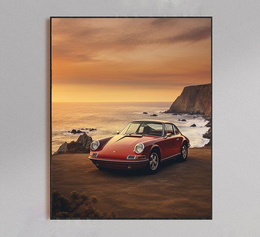 Porsche Sunset Vintage Poster