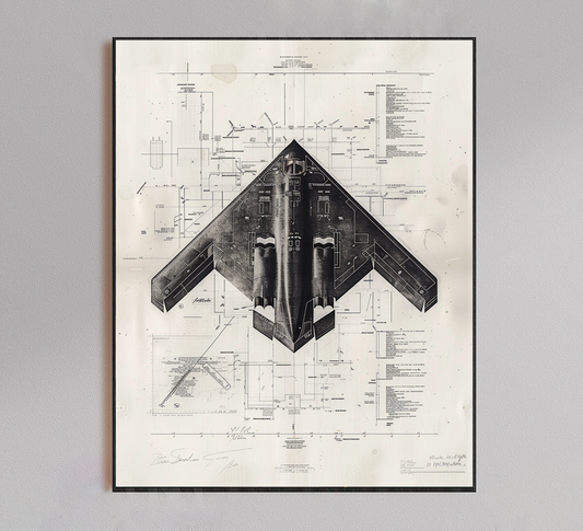 B2 Spirit Bomber Blueprint Poster