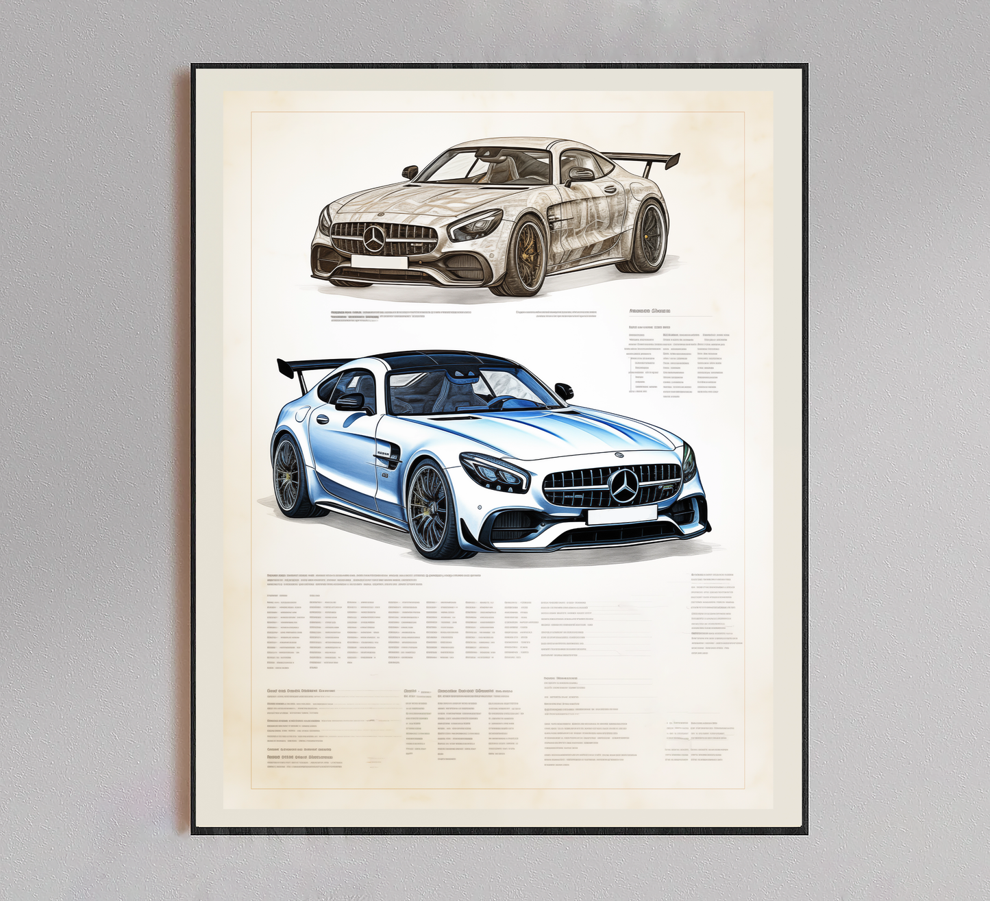 Mercedes Benz AMG Blueprint Poster