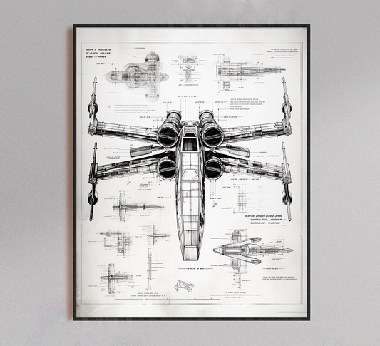 X-Wing Star Fighter Blueprint Poster