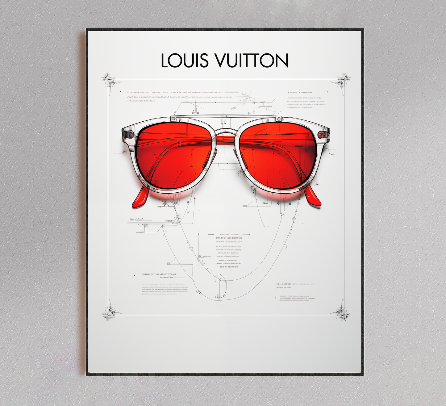 LV Glasses Blueprint Poster
