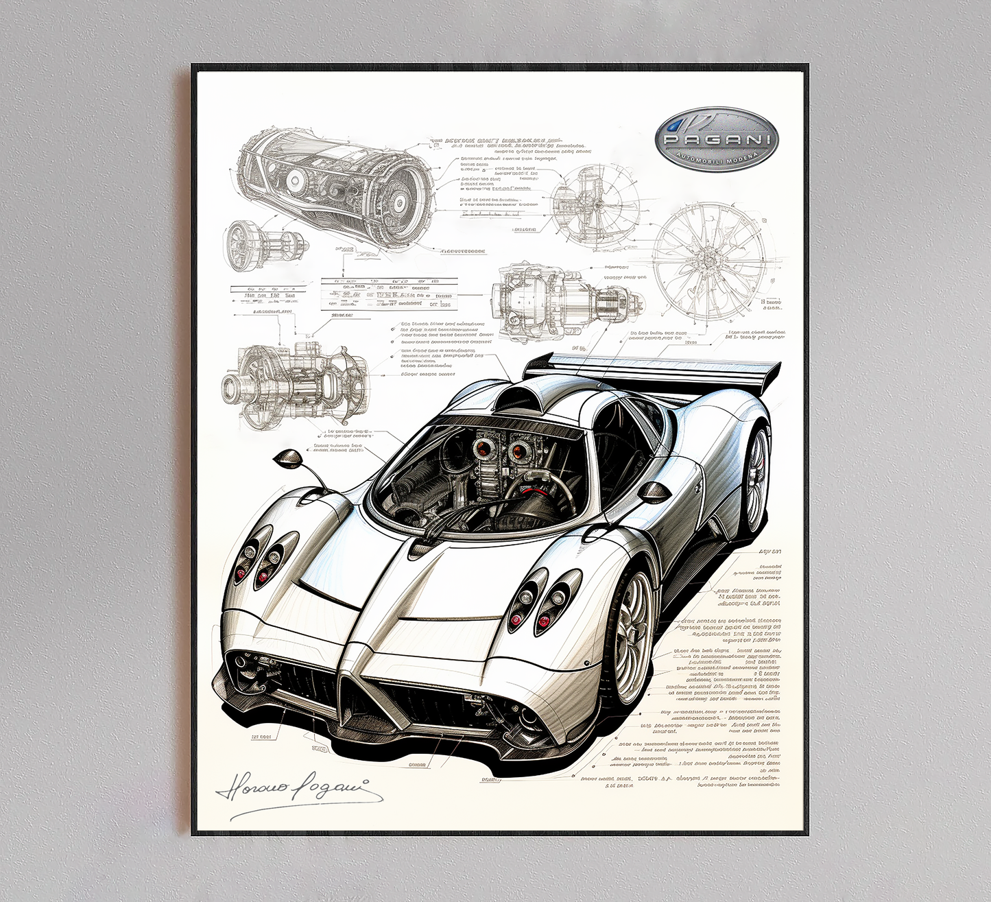 Pagani Blueprint Poster