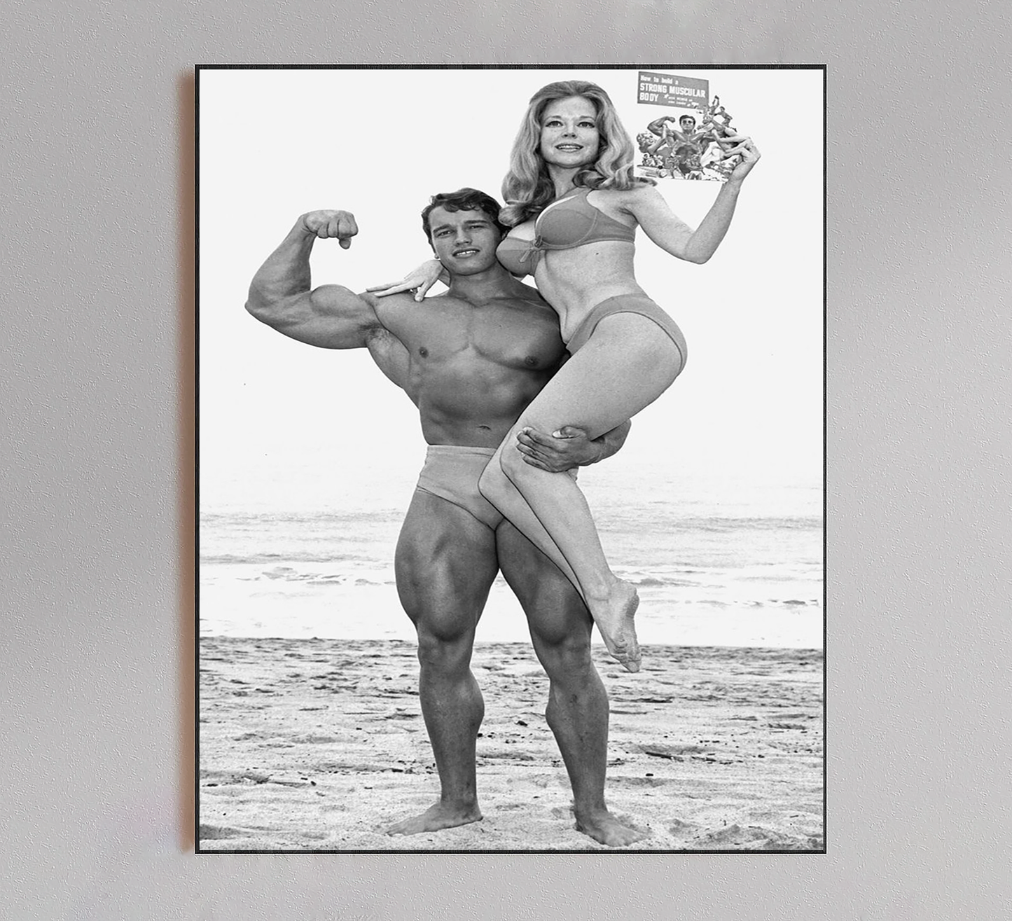 Arnold Schwarzenegger Lifting Betty Brosmer Vintage Poster