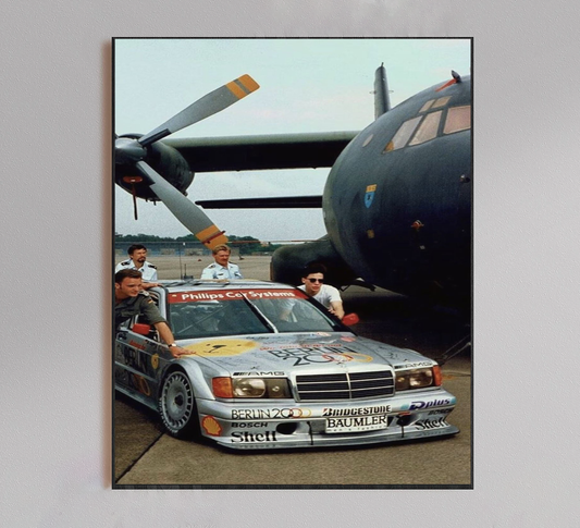Mercedes Turbo Car & Military Plane Poster