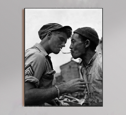 Soldier Sharing Cigarette Vietnam War Poster