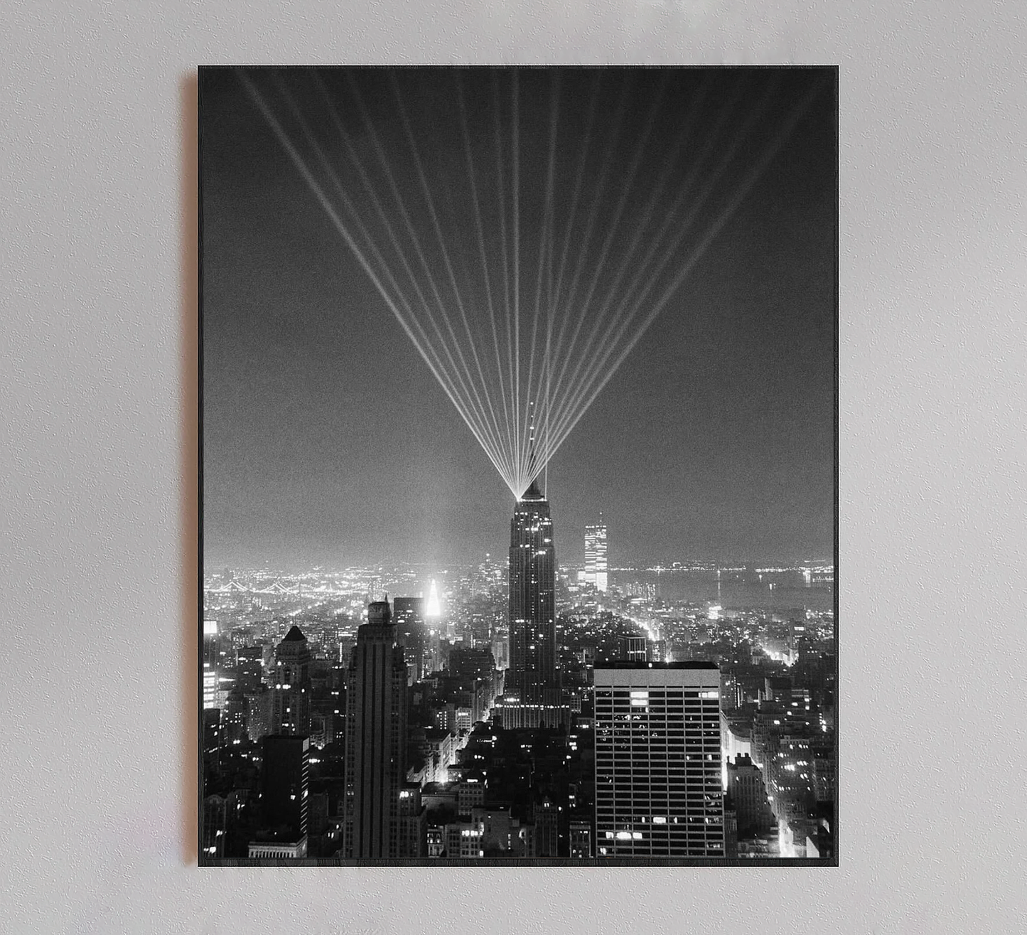 Empire State Building Light Beams Poster