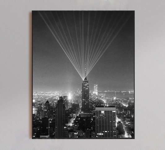 Empire State Building Light Beams Poster