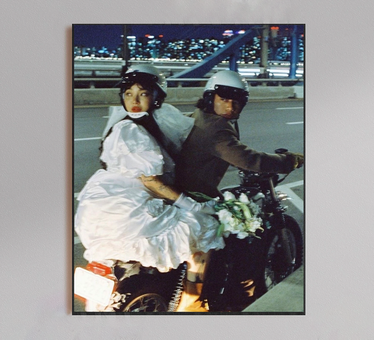 Japanese Motorcycle Highway Wedding Poster